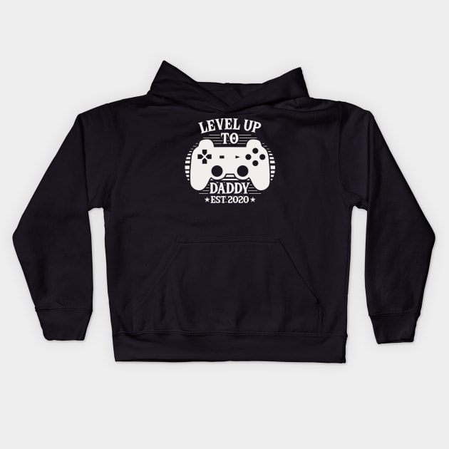 Leveled Up To Daddy Est 2020 Kids Hoodie by Tesszero